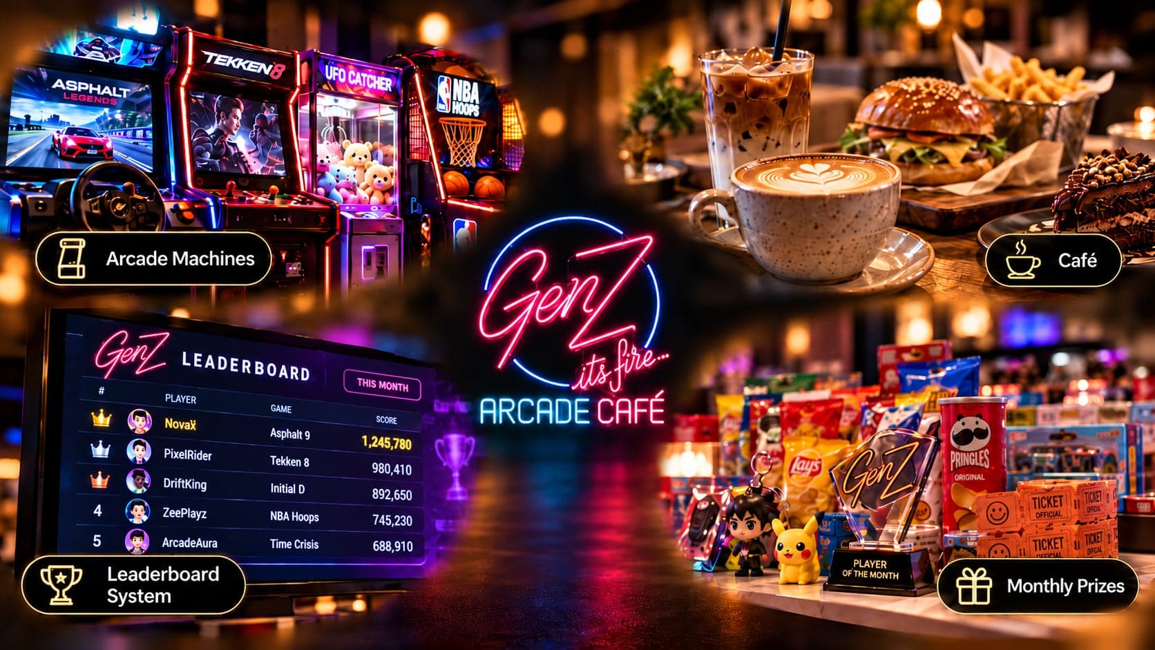 Arcade machines, café, leaderboards and monthly prizes at GenZ Arcade Café, Bilawal Chowrangi, Clifton, Karachi